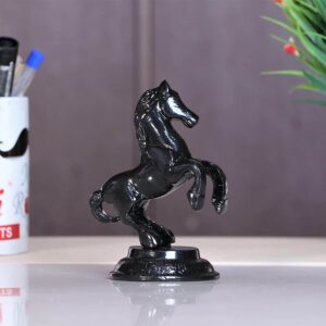 Z-Black Finish Jumping Horse Metal Statue for Wealth,Income and Bright Future & Table Top Figurine for Living Room,Office,Bedroom,Decorative,Feng Shui & Vanstu,Animal Showpiece Figurines