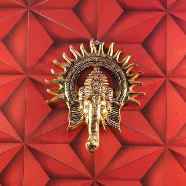Metal Ganesha ji Statue,Ganpati Wall Hanging Sculpture Lord Ganesh Idol Lucky Feng Shui Wall Decor Your Home, Office,Religious Gift Article...