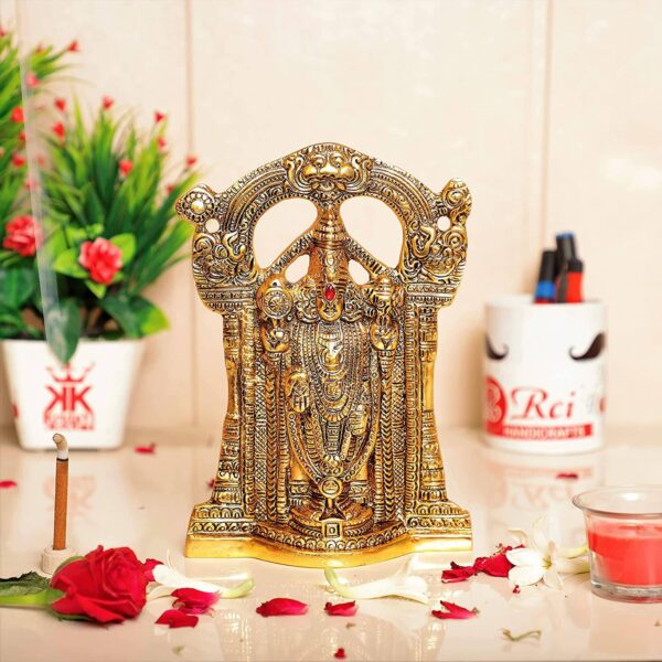Home Decor & Gifts Metal Sri Venkateswara Idol, 4cm x 24 cm x 17 cm, Golden