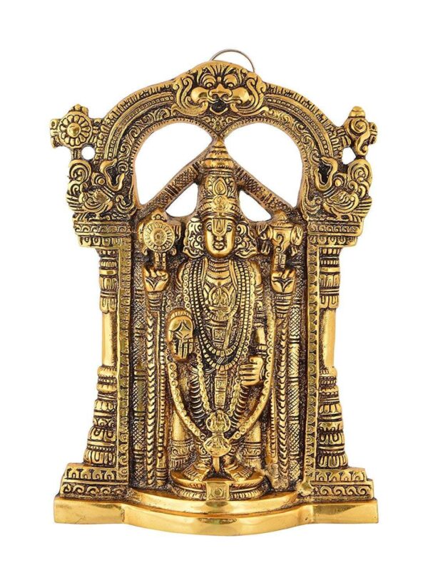 Home Decor & Gifts Metal Sri Venkateswara Idol, 4cm x 24 cm x 17 cm, Golden