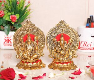 Metal Laxmi Ganesh Statue/Murti for Pooja Room & Home Office Décor,Laxmi Ganesha Idol for Diwali Gift,Religious Idol Showpiece Figurines Decorative & Diwali Poojan