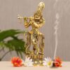 MG0141A Lord Krishna Metal Statue,Krishna Murti Playing Flute for Temple Pooja,Decor Your Home,Office & Gift Your Relatives,Showpiece Figurines,Religious Idol,Gift Article.