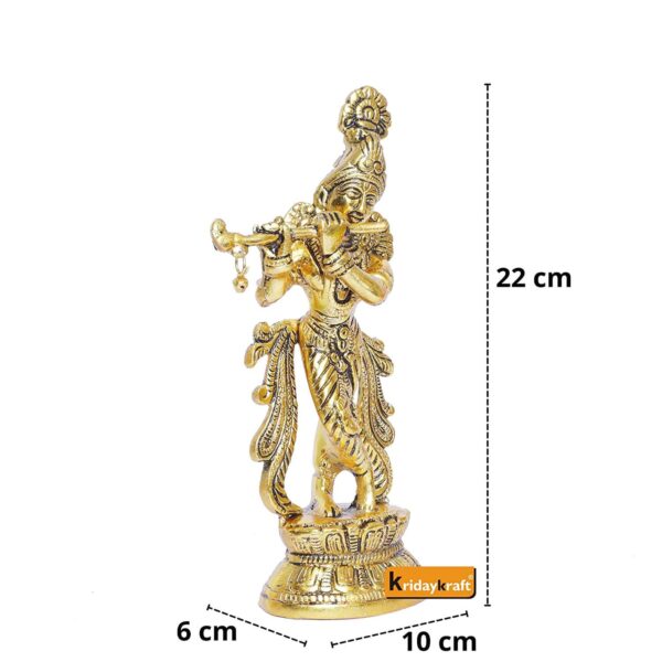 MG0141B Lord Krishna Metal Statue,Krishna Murti Playing Flute for Temple Pooja,Decor Your Home,Office & Gift Your Relatives,Showpiece Figurines,Religious Idol,Gift Article.