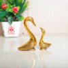 MG0144A Love Birds swan metal Showpiece Set - Pair of Kissing Duck ( Golden )