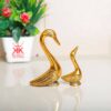 MG0144B Love Birds swan metal Showpiece Set - Pair of Kissing Duck ( Golden )
