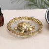 MG0145A Kachhua (Turtle) with Glass Plate for Vastu Feng Sui,Kachua Yantra for Good Luck & Evil Eye Protection,Metal Tortoise Staute Animal Showpiece Figurine & Gifting Items.