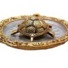 MG0145B Kachhua (Turtle) with Glass Plate for Vastu Feng Sui,Kachua Yantra for Good Luck & Evil Eye Protection,Metal Tortoise Staute Animal Showpiece Figurine & Gifting Items.