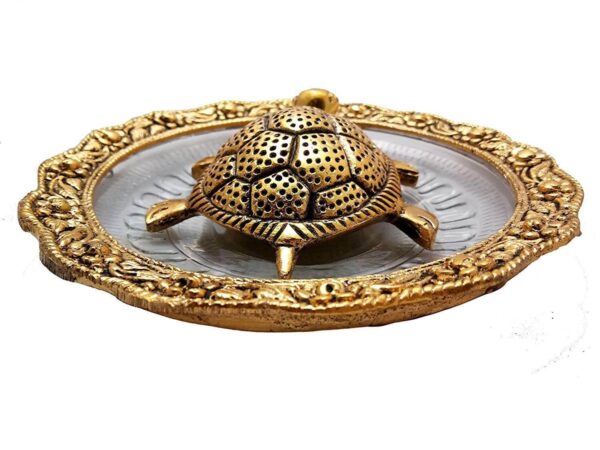 MG0145B Kachhua (Turtle) with Glass Plate for Vastu Feng Sui,Kachua Yantra for Good Luck & Evil Eye Protection,Metal Tortoise Staute Animal Showpiece Figurine & Gifting Items.