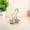 Metal Love Birds swan Set Pair of Kissing Duck, Showpiece Statue - Medium, silver