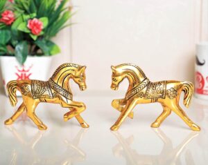 Horse Metal Statue for Wealth,Income & Table Top Figurine for Living Room,Office,Bedroom,Decorative,Feng Shui & Vanstu,Animal Showpiece Figurines...