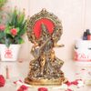 Gold Plated Maa Saraswati Metal Statue,Hindu Goddess Saraswati ji Murti for Pooja,Meditation,Office,Home,Study Table Decorative,Showpiece Figurines,Religious Idol Gift Article