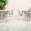 MG0154A Elephant Metal Statue Small Size Silver Polish 2 pcs Set for Showpiece Enhance Your Home,Office Table Decorative & Gift Article,Animal Showpiece Figurines