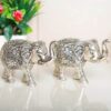 MG0154B Elephant Metal Statue Small Size Silver Polish 2 pcs Set for Showpiece Enhance Your Home,Office Table Decorative & Gift Article,Animal Showpiece Figurines