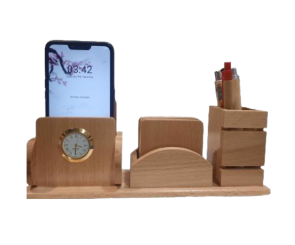 Wooden office desk supplies holder organizer