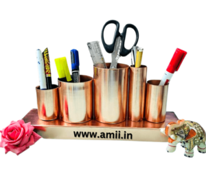 Rose Gold  stainless steel pen holder for desk organizer