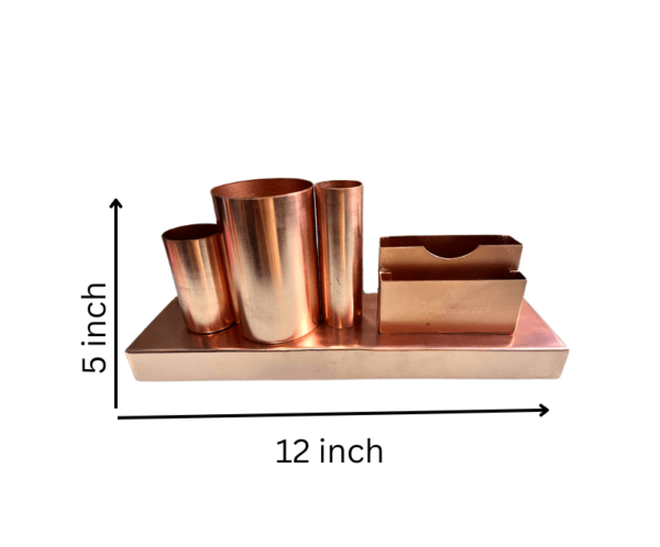 AMII79A Rose gold metal desk organizer mobile ,pen stand with business card holder