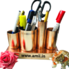 AMII80.png Rose gold stainless steel pen holder for desk organizer