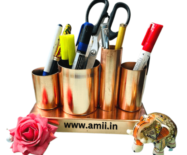 AMII80.png Rose gold stainless steel pen holder for desk organizer