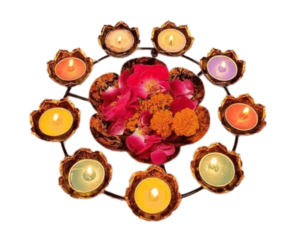 Decorative urli for home handcrafted bowl for floating flowers ,office table décor diwali decoration for home with free 9 tealight