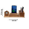 Wooden pen stand with clock and mobile stand