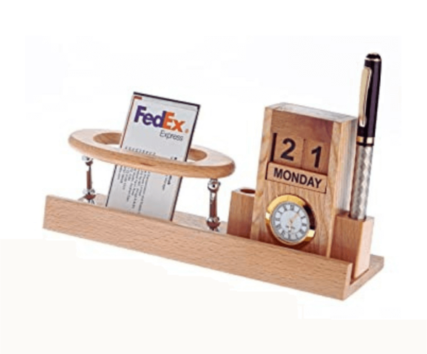 tinypng 1 Wooden pen holder with watch visiting card mobile holder