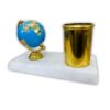 41GALtmYY6L.jpg amiicraft Mable base with Gold Plated Pen Stand and samll Globe use for corporate gifting and office
