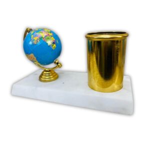 amiicraft Mable base with Gold Plated Pen Stand and samll Globe use for corporate gifting and office