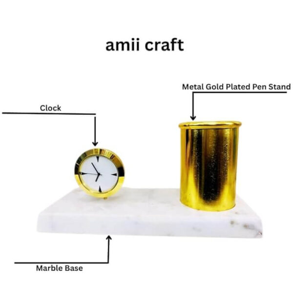 amiicraft Clock with Gold plated Pen Stand for corporate gifting