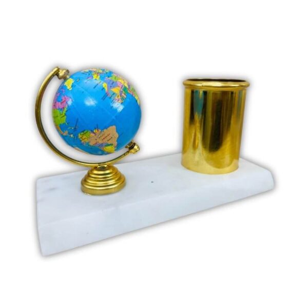 41swAZt6nXL.jpg amiicraft Mable base with Gold Plated Pen Stand and samll Globe use for corporate gifting and office