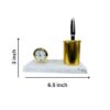 41vaHZI6ZYL._SX679_.jpg amiicraft Desk Organizer Set with Clock and Pen Holder, White Marble Base, Gold Metal Finish