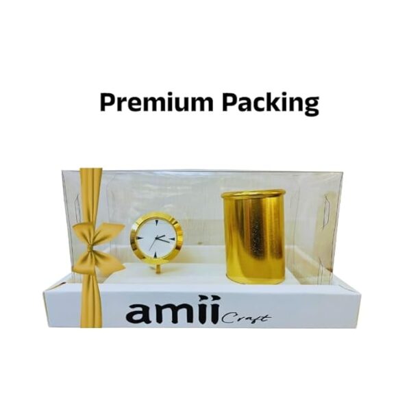 amiicraft Clock with Gold plated Pen Stand for corporate gifting