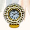 amiicraft Decorative Table Clock, Pearl and Crystal Embellished, Gold Frame for Premium Gifting